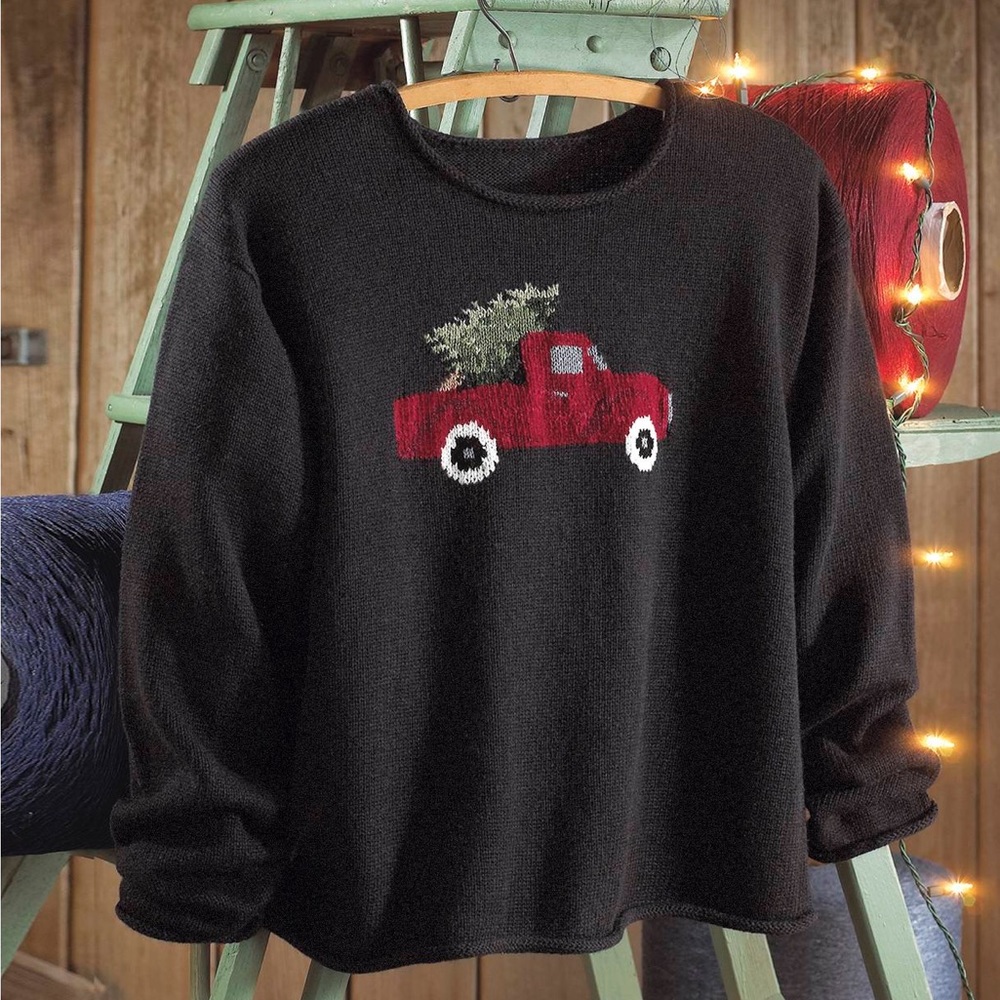 North Style Tree and Truck Pullover Sweater S